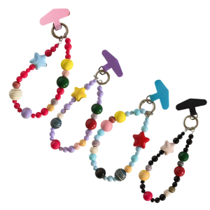 Elegant Plastic Beaded Keychain Pendant Mobile Phone Chain Strap Fashion Cellphone Rope Women Telephone Lanyard