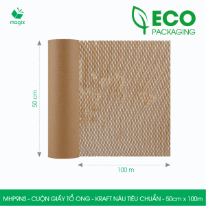 MHPxNS - Cuộn giấy tổ ong chống sốc - Kraft nâu Tiêu Chuẩn - Giấy gói hàng gói quà - Nhiều size