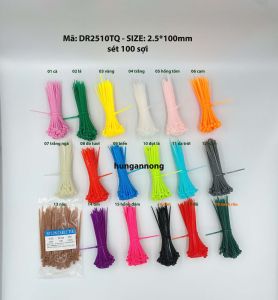 DR310TQ - Combo 5 sét màu dây rút nhựa đánh dấu gia cầm buộc linh kiện cố định cây trồng (sét 100 sợi size 2.5x100mm)