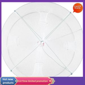 Graceful 1pcs Foldable Fishing Shrimp Fish Crab Bait Net 4 Holes Crayfish Lobster Fishnet Cast Dip Cage 42x20cm