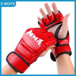 【E-WOITD】 Boxing Gloves Half Finger Gloves Thickened Adult Gloves Punching Sandbag Fighting Fighting Gloves