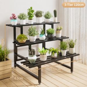 ORDNEVO Heavy-Duty Iron Rust-Resistant Multi-Tier Balcony Garden Stand Outdoor Flower Pot Organizer Rack for Plantito