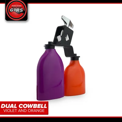 Plastic Dual Cow Bell Percussion (Violet and Orange)