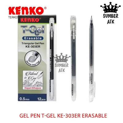 Gel Pen Erasable KE-303ER T-Gel Triangular Black 0.5MM Pulpen Bisa Dihapus