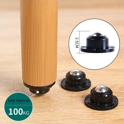 4pcs/Pack Universal Caster Wheel 360° Rotation Self-Adhesive Wheels 100KG Heavy Duty Furniture Cabinet Rollers
