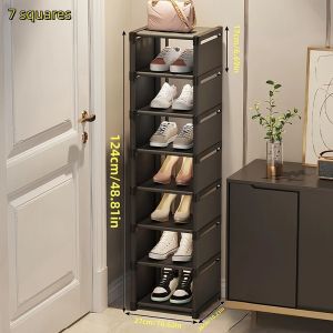 Metal frame shoe rack multi-tiered storage shelf space-saving design suitable for sneakers and sandals vertical shoe rack entryway storage shelf.