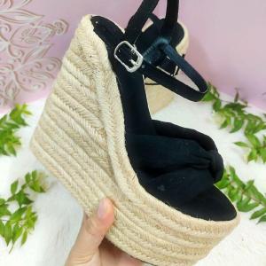 Giày đế xuồng quai nơ gót cói 15p đúp trước cao 7p giày cô dâu giày đi biển giày phối áo dài đầm đi biển