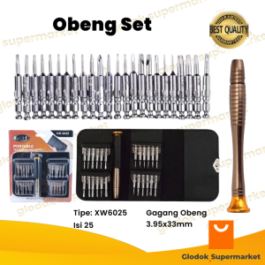 Obeng Set Dompet 25 in 1 XW6025 Peralatan Service HP Reparasi Plus Minus Star Screwdriver Repair Tools iPhone