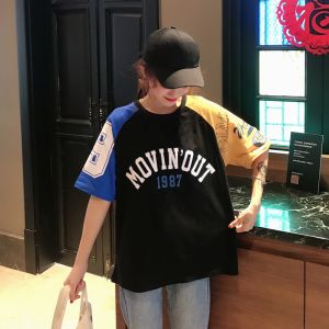 LH.Sunday เสื้อยืดสาวเท่แนวๆ แบบสีตัดกันที่ปลายแขน แบบชิคๆพร้อมลุยตลอดวัน