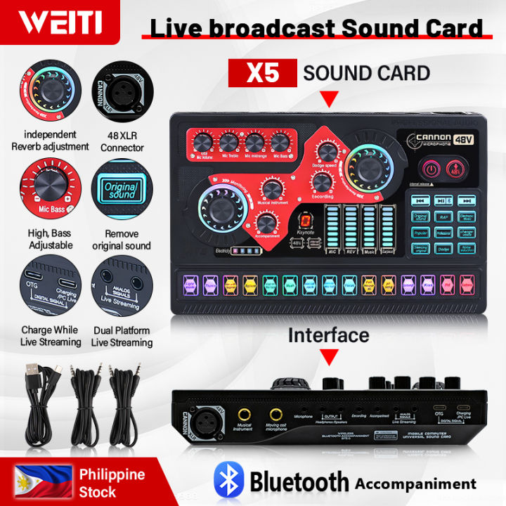 WEITI X5 Sound Card Set with Microphone Set Professional Live Broadcast