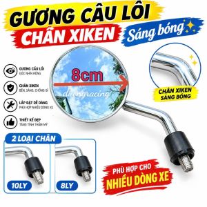 Gương xe máy Gương cầu lồi mặt gương 8cm Chân Xiken Ren Thuận 8 ly và 10 Ly - phụ tùng xe máy caoduongracing