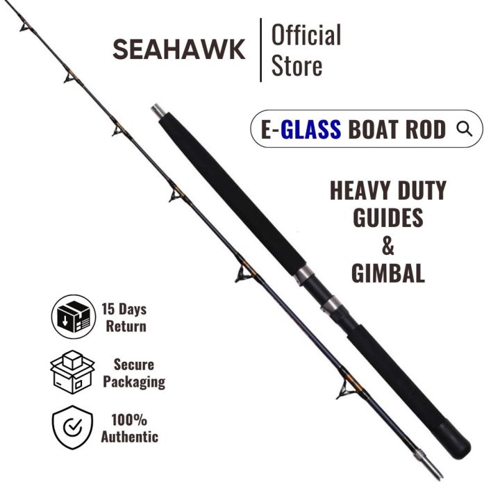 Seahawk Prestiga Boat Fishing Rod, E-GLASS, HEAVY DUTY Guides & Real Seat, Bottom & Trolling Fishing rod