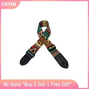 [COD] CHYIN Embroidered Guitar Strap Electric Guitar Shoulder Strap 36 Inch Folk Guitar Bag Strap Heat Transfer Printed Piano Strap