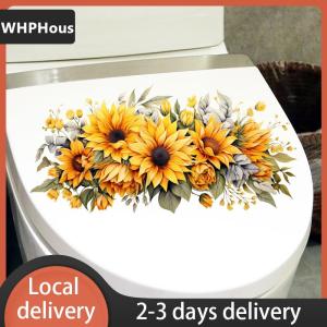 [COD] WHPHous Ship within 24 hours Toilet Sticker Flower Sticker Bathroom Self-adhesive Painting Waterproof Sticker Toilet Cover Bathroom Wall Sticker