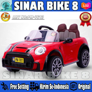Mobilan Aki Anak Pacific PM-7612 Mini Cooper Jok Kulit Mobil Mainan Aki Mini Cooper