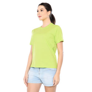 Kaos Polos Wanita Oneck Lengan Pendek Bahan Katun Combed 30s Warna Hijau Neon