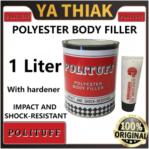 POLITUFF Polyester Body Filler with Hardener Auto Car Repair Putty – 1 Liter / 1 Gallon