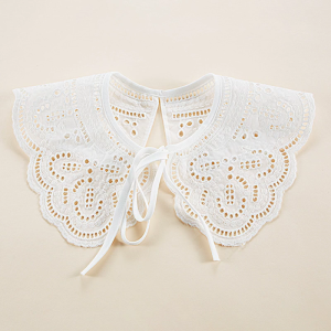 Womens chạm khoét con chuồn chuồn trắng giả Vòng cổ giả Jacquard ren hoa Khăn choàng lớn Vòng cổ trang trí ngắn Poncho capelet dickey