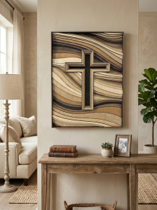 3D 8Layered Wooden Cross Art – Modern Home Wall Decor "The Endless Grace"