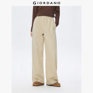 Giordano Women Double knit elastic waist wide leg sweatpants Free Shipping 05415865