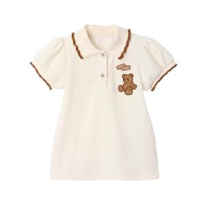 Wonderlandkids Korean Girls Bear Polo Dress Short Sleeved Princess Dresses For Kids Girls