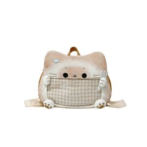 DAFANS Cotton Doll Bag Kawaii Biscuit Cat Itabag Idol Merchandise Storage Zipper Bag Fashion Backpacks Portable Small Item Bag Transparent Pocket Women