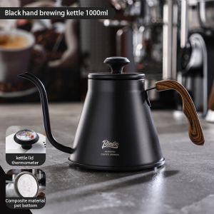 Bincoo Tay Bình đựng cà phê Ấm Hiển Thị Tay Pha Ấm Ấm Bằng Thép Không Gỉ Bình đựng cà phê dung tích lớn 1000Ml