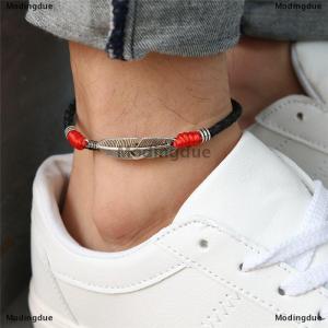 [COD] Modingdue Boho Handmade Man Feather Leather Rope Anklets Barefoot Sandal Beach Jewelry