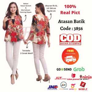 Femme Ols- Atasan Cheongsam / Atasan Batik / Atasan imlek / Corak Batik Wanita 3856