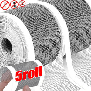 5Roll Window Anti-Mosquito Mesh Net Patch Tape Strong Self Adhesive Screen Protection Net Repair Adhesive Tape Sticky Net Patch Repair Broken Hole Door Window Screen Repair Tape