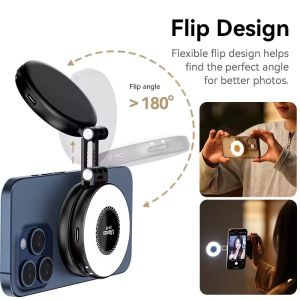 MagSafe Light For Vlog Livestream Photograph Bi-Color Flip Fill Light Suitable for Magnetic Mobile Phones