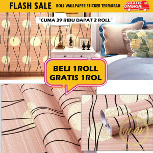 ( DAPAT 2 ROLL ) BELI 1 GRATIS 1 Wallpaper Stiker Dinding Motif Shabby Ukuran 45cm x 4m