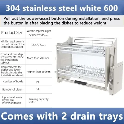 Isidoro.os Pull Down 304 Stainless Steel Kitchen Dishes Drainer Rack Plate Organizer and Dishes Stora