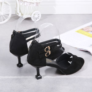 [Free Shipping] WomenS Sandals Korean Style Versatile For Spring And Summer New Design WomenS High Heels With Thin Heels And Double Straps