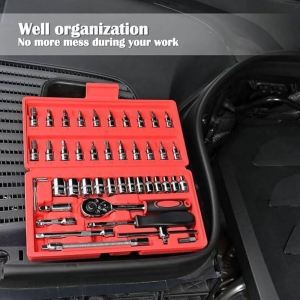 Socket Wrench Pas Socket Set Car Repair Tool 46pcs Lengkap Socket Tool Kit Pas Ring L Motor Mobil