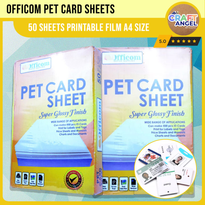 Officom PET Card Sheets 50 SHEETS Printable Film A4 Size 50 Sets ...