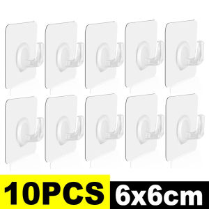 50/30/10pcs Self Adhesive Transparent Door Wall Hooks Hangers / Bathroom Organizer Towel Keys Holder / Suction Heavy Load Rack