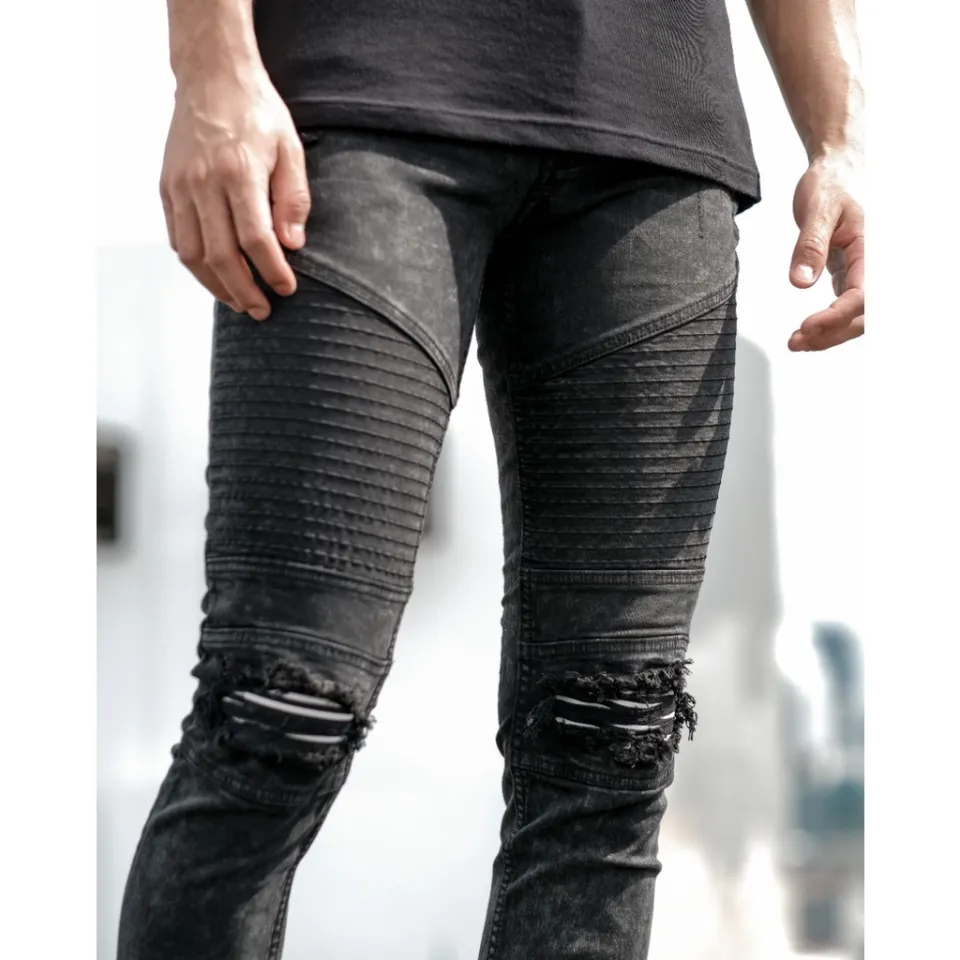 Weird Jeans Biker Jeans Charcoal Black Celana Jeans Pria