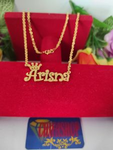 Kalung Liontin Nama Sendiri & Elegant Titanium Lapis Emas 24K Anti Karat