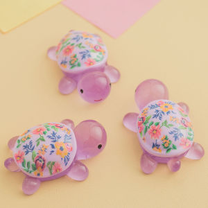 🔥🔥🔥fenglin Cartoon Luminous Turtle Flower Printing Turtle Diy Ornament Glow-in-the-dark Resin Accessories Aquarium Fish Tank Miniature