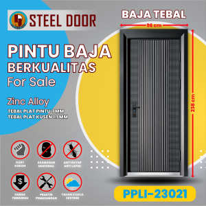 PINTU UTAMA SINGLE BAJA TEBAL LENGKAP 1 SET 96x218cm (TANPA RIBET TINGGAL PASANG)