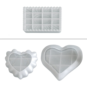 Flexible Silicone Storage Holder Mold For Crafting Square Heart Shape Trays In Resin Plaster Creations