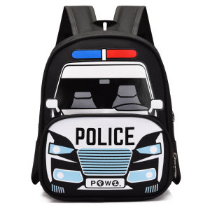 Kids Cute School Bags Fashion Police Car Pattern Schoolbag Boys Girls Korean Kindergarten Snack Backpack2026