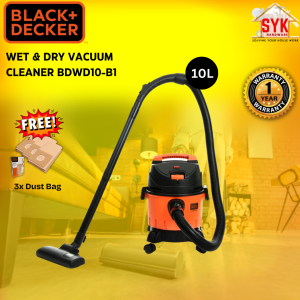 SYK Black Decker BDWD10-B1 Wet Dry Vacuum Cleaner Home Appliances Mesin Vakum Penyedut Habuk 10L FREE GIFT