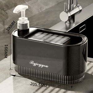 Kitchen Dish Soap Dispenser with Sponge Holder 2 In 1 Countertop Soap Pump Dispenser for Kitchen Sink Soap Liquid Dispenser