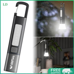 COD [Free Shipping] Mini Portable LED Torch USB Charging Camping Powerful Flashlight 3 Gears Zoomable Emergency Lantern Power Bank for Outdoor Hiking Fishing