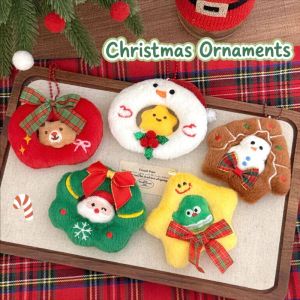 YESPERY 5Pcs Christmas Plush Doll Pendants Bag Hanging Decor Cute Santa Claus Elk Snowman Keyring Christmas Gift