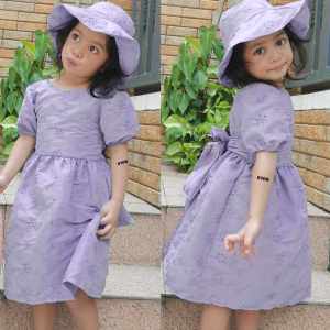 BKK KIDS PARTY DRESS SET W/ HAT/ RIBBON DRESS W/ HAT EYELET FABRIC HIGH &MALL QUALITY