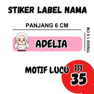 Stiker Label Nama Stiker Labe Lucu stiker label Karakter Stiker Label perlengkapan sekolah isi 35 pcs