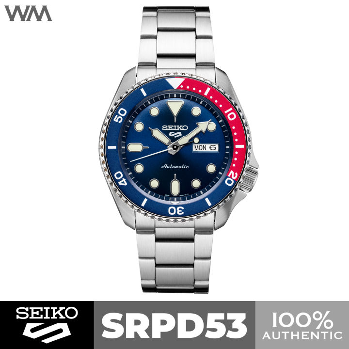 Seiko 5 Sports Pepsi Dial Stainless Steel Bracelet Automatic Watch